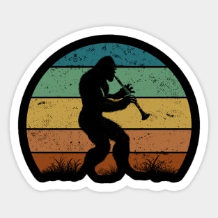 Bigfoot Sasquatch Playing Clarinet Vintage Musician Clarinetist Sticker